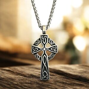 Men's Large 316L Surgical Stainless Steel Celtic Cross Necklace